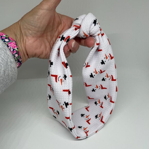 Handmade Snowman Fabric Headband-Knotted Snowman Hair Band-New! - Picture 3 of 4